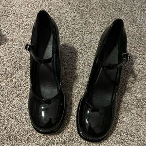 Black Mary Jane Chunky Heels